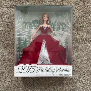 New - 2015 Holiday Barbie Doll - Red Dress